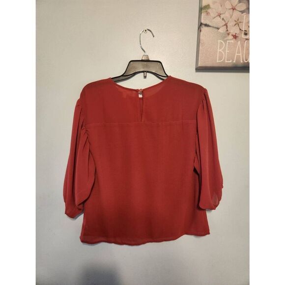 Monteau Los Angeles Light Weight Blouse Red Size M - Picture 3 of 3